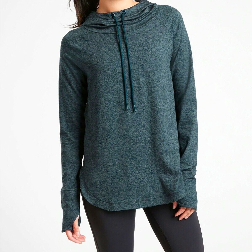 Athleta Uptempo Hoodie Sweatshirt in Bali Green/Oceanic Teal